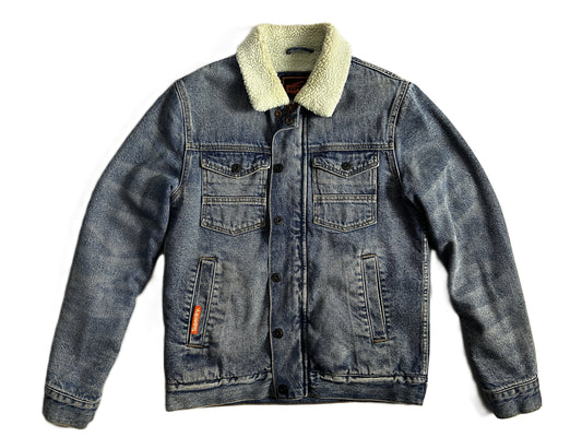 Veste en jeans Trucker Superdry doublé sherpa Taille S Bleu