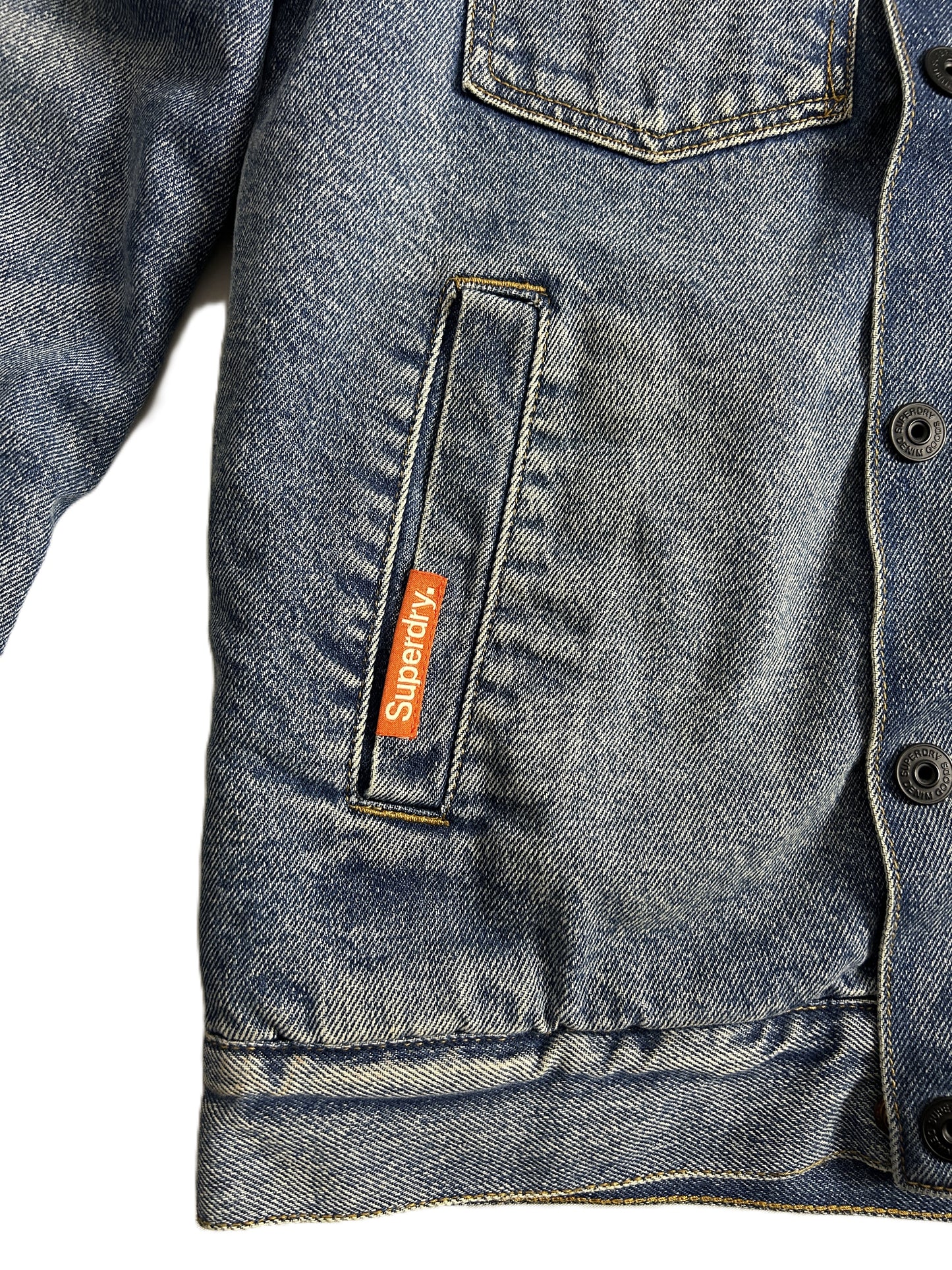 Veste en jeans Trucker Superdry doublé sherpa Taille S Bleu