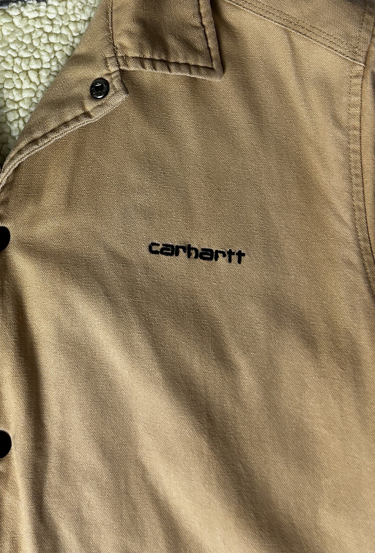 Veste en jeans Trucker Carhartt doublé sherpa  Taille M Beige