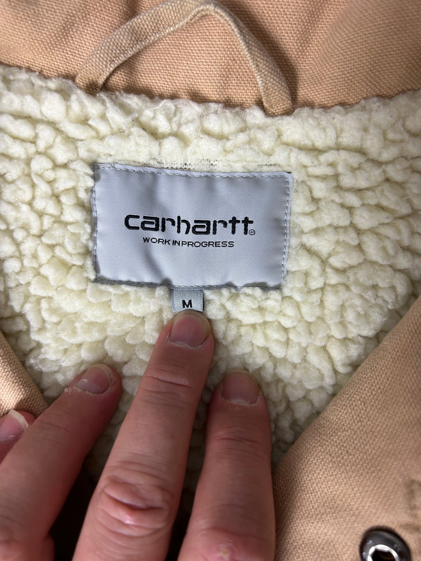 Veste en jeans Trucker Carhartt doublé sherpa  Taille M Beige