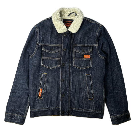 Veste en jeans Trucker Superdry doublé sherpa Taille S Bleu Marine